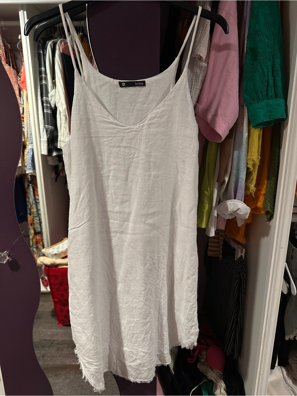 Lightweight White Linen-Blend Mini Slip Dress